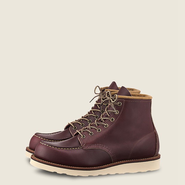 Red Wing Heritage Boots Classic Moc - 6-inch Mesa Leather - Burgundy - Mens NDR137056